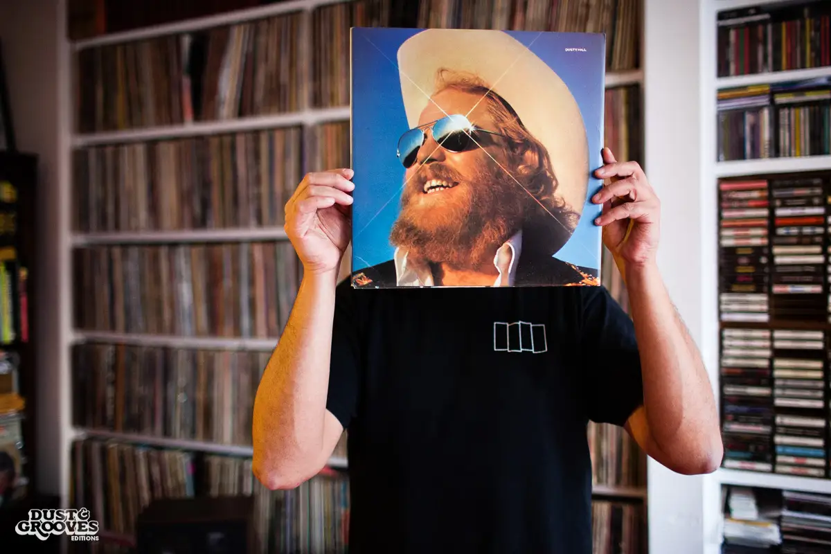 Andrew Mason, a vinyl record collector, photographed at his home in New York, NY for Dust & Grooves.