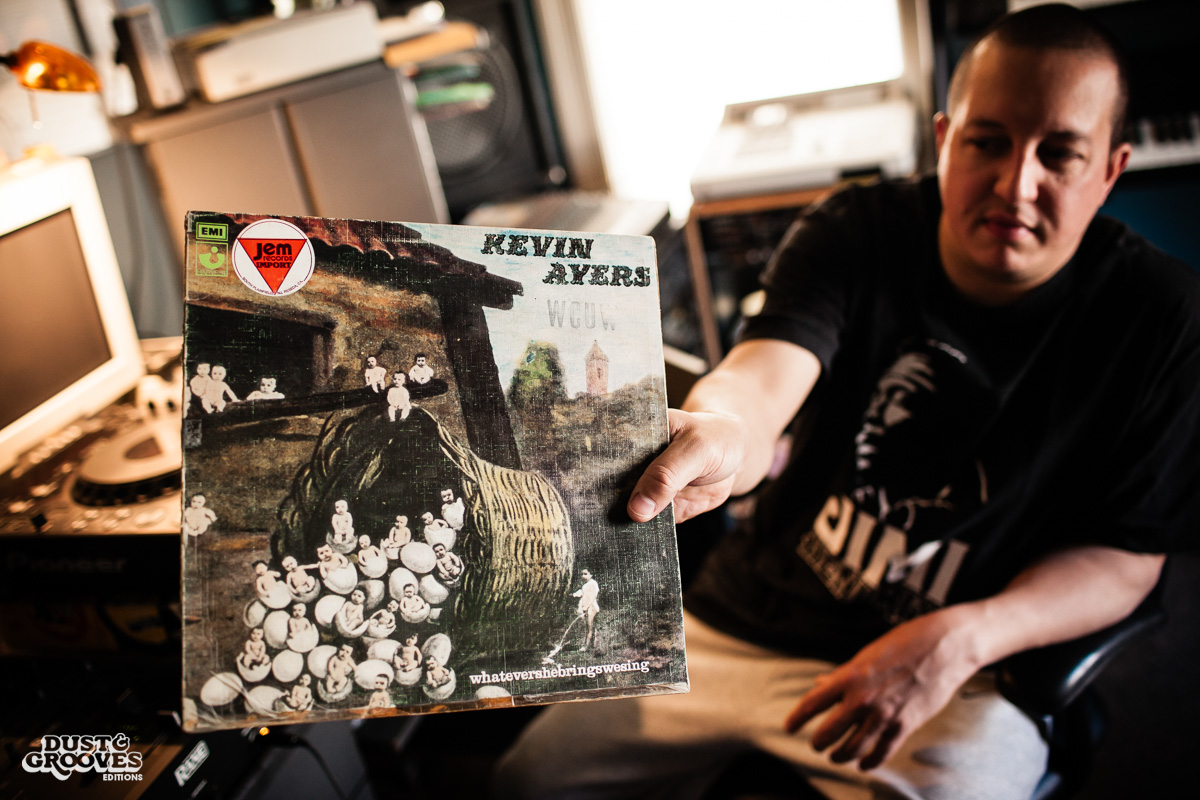 DJ Shame, a vinyl record collector, photographed at his home in Deerfield, MA, for Dust & Grooves.