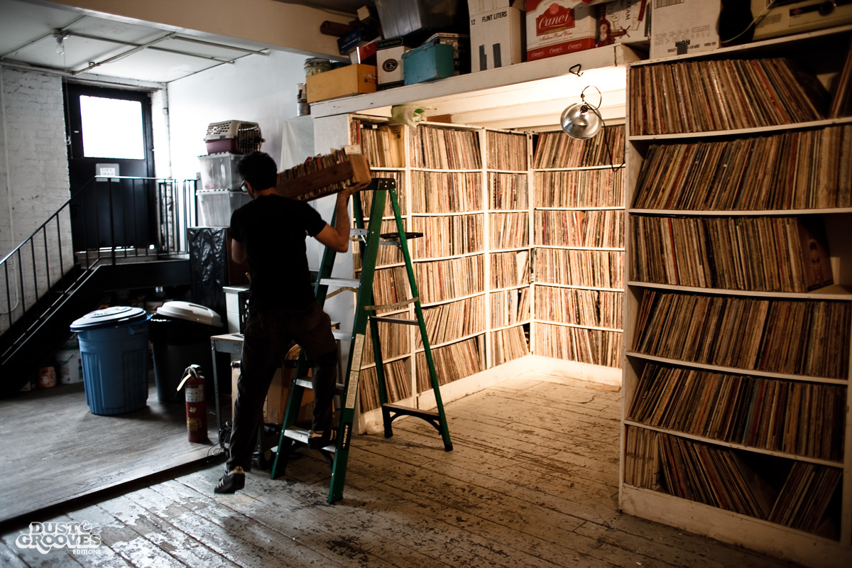 Matt Mikas, a vinyl record collector, photographed at his home in Brooklyn, NY for Dust & Grooves.