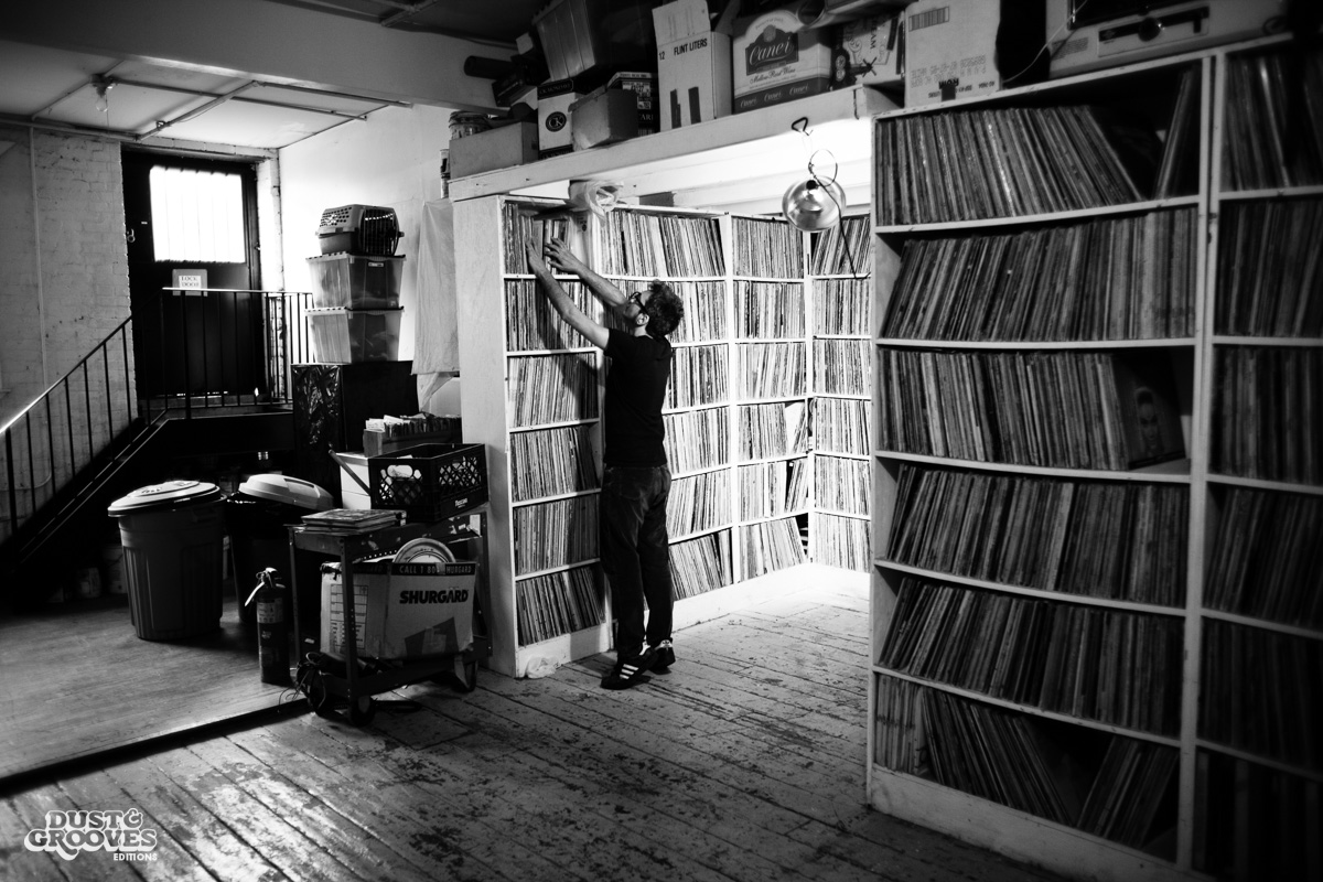 Matt Mikas, a vinyl record collector, photographed at his home in Brooklyn, NY for Dust & Grooves.