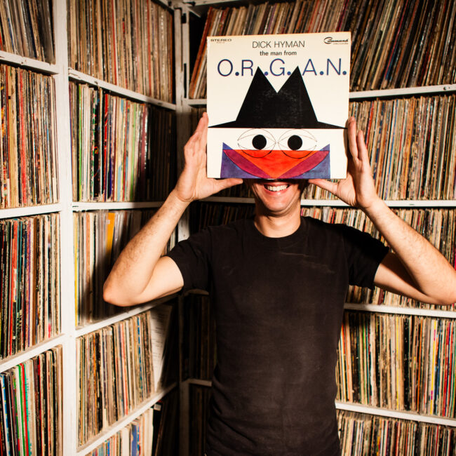 Matt Mikas, a vinyl record collector, photographed at his home in Brooklyn, NY for Dust & Grooves.