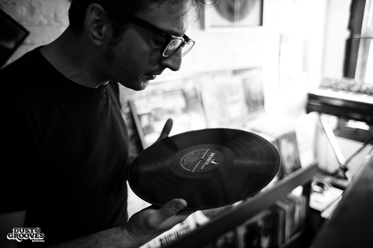 Matt Mikas, a vinyl record collector, photographed at his home in Brooklyn, NY for Dust & Grooves.