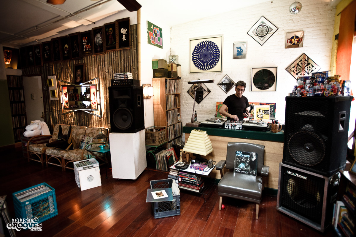 Matt Mikas, a vinyl record collector, photographed at his home in Brooklyn, NY for Dust & Grooves.