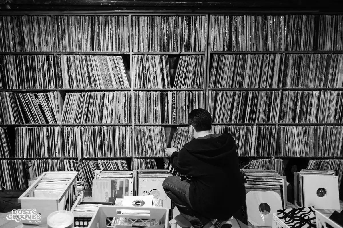 Andrew Mason, a vinyl record collector, photographed at his home in Brooklyn, NY for Dust & Grooves.