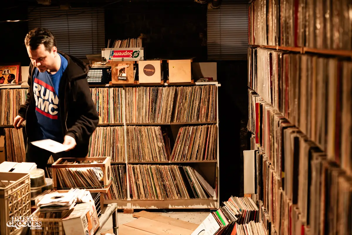 Andrew Mason, a vinyl record collector, photographed at his home in Brooklyn, NY for Dust & Grooves.