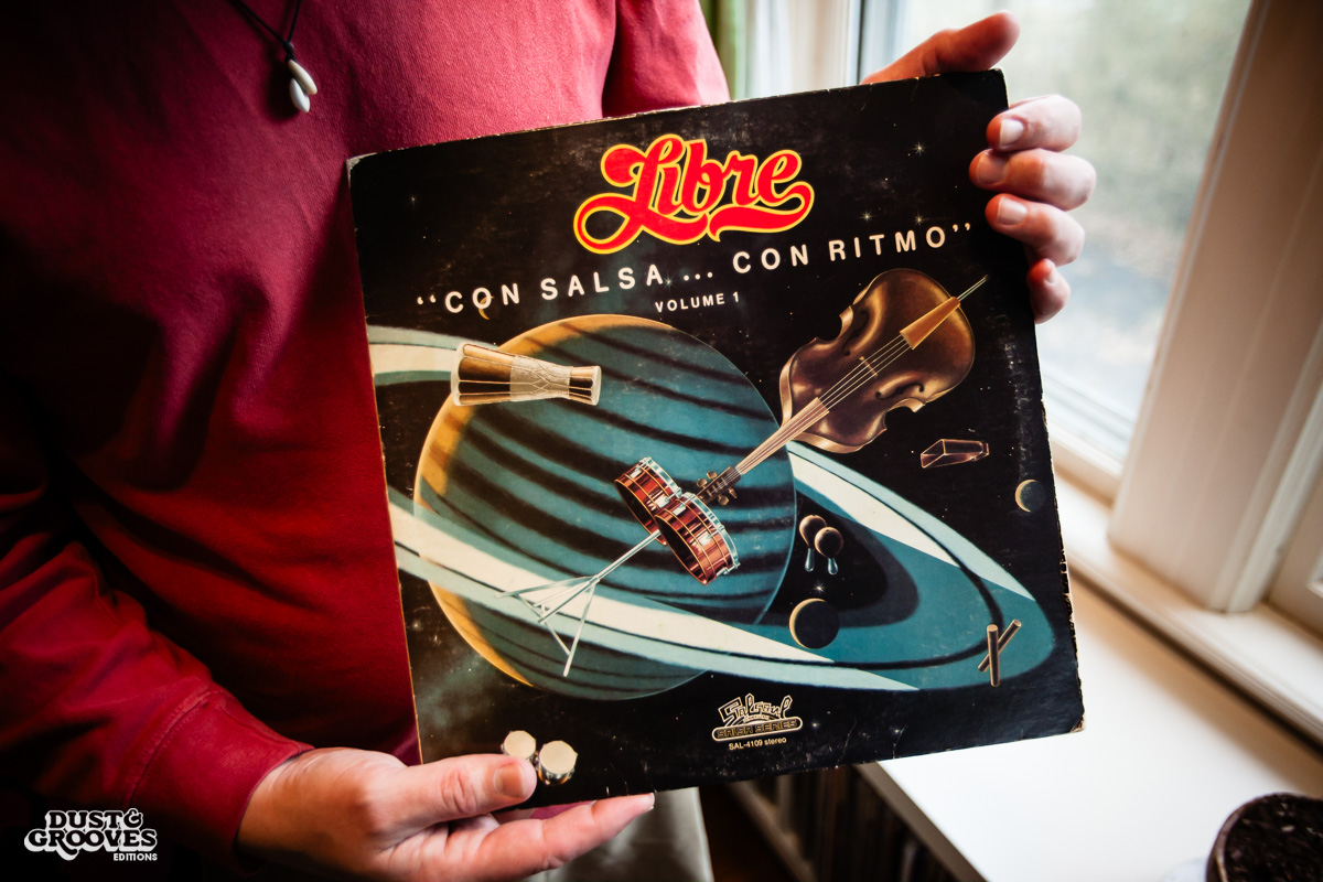 Pablo Yglesias, a vinyl record collector, photographed at his home in Northhampton, MA. for Dust & Grooves.
