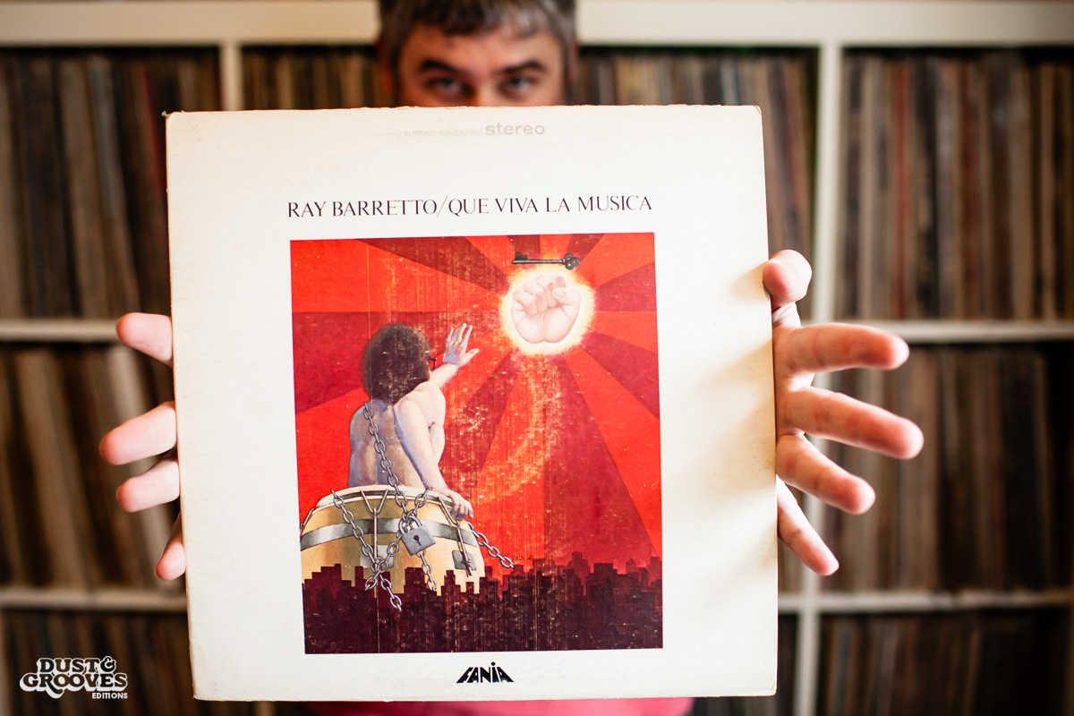Pablo Yglesias, a vinyl record collector, photographed at his home in Northhampton, MA. for Dust & Grooves.