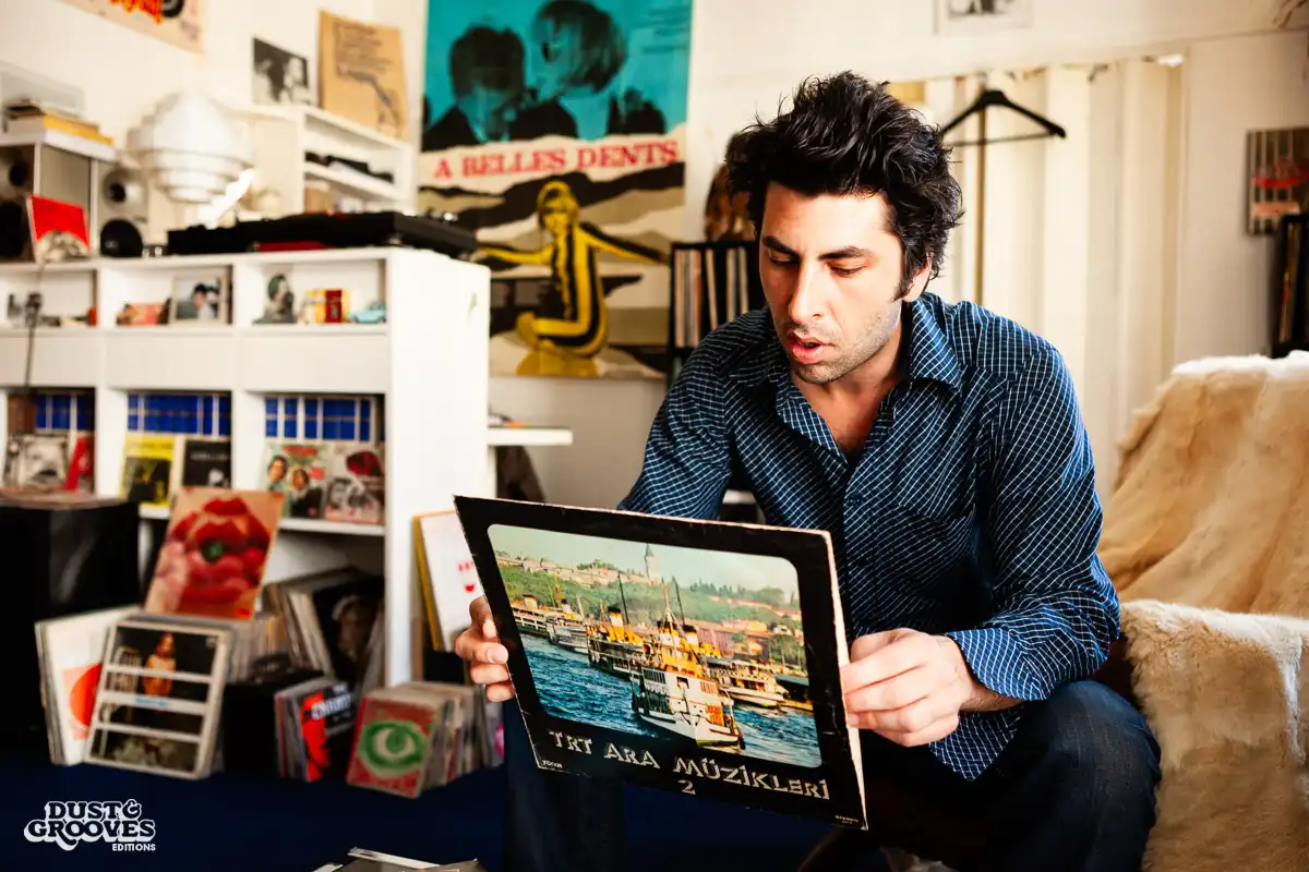 Victor Kiswell, a vinyl record collector, photographed at his home in Paris, France for Dust & Grooves. 