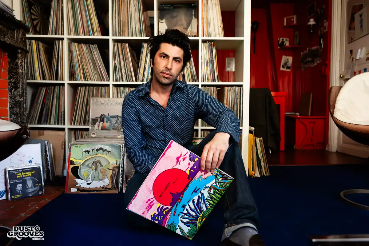 Victor Kiswell, a vinyl record collector, photographed at his home in Paris, France for Dust & Grooves. 