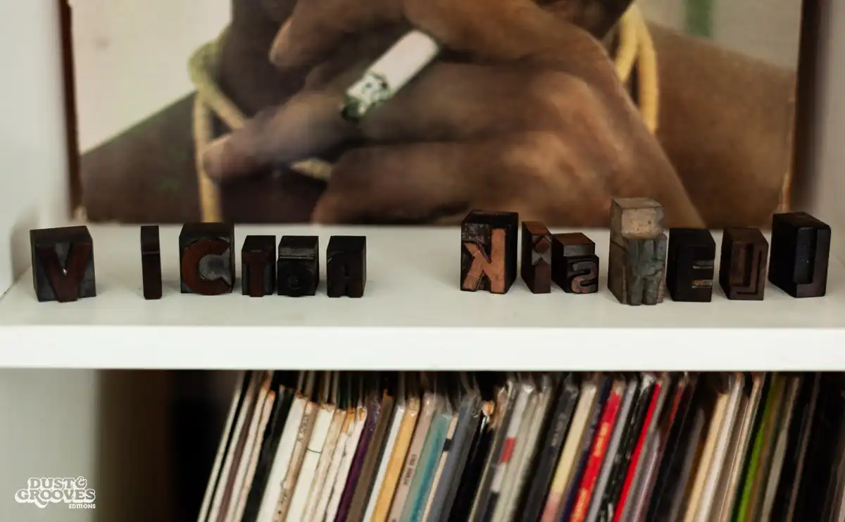 Victor Kiswell, a vinyl record collector, photographed at his home in Paris, France for Dust & Grooves.  