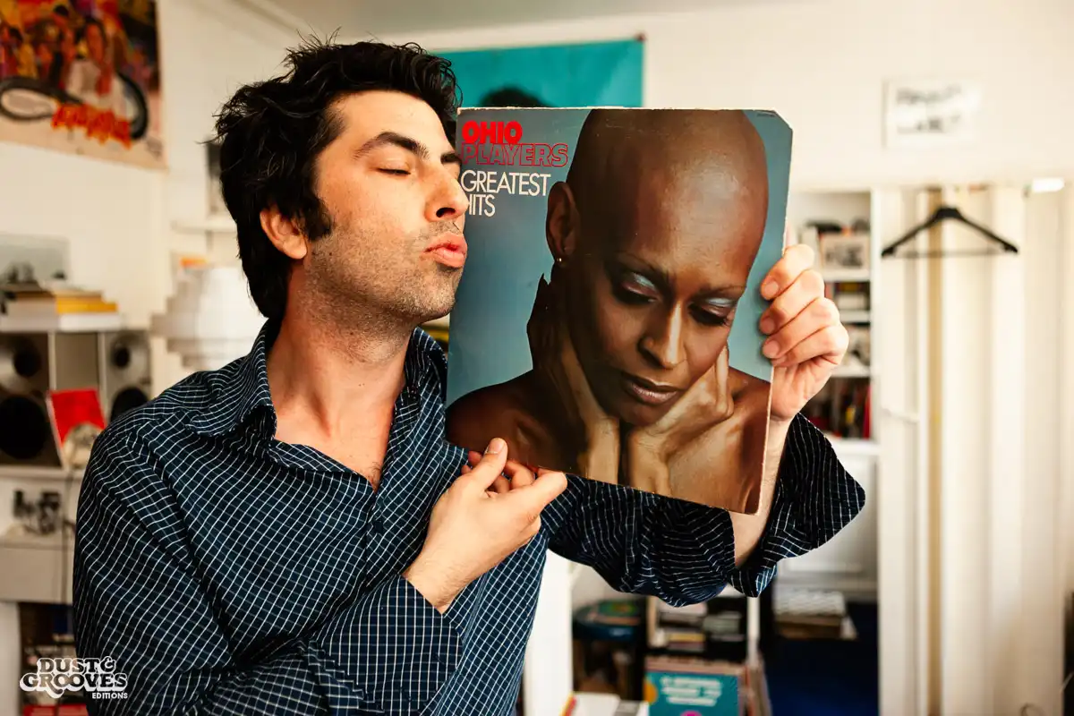 Victor Kiswell, a vinyl record collector, photographed at his home in Paris, France for Dust & Grooves. 