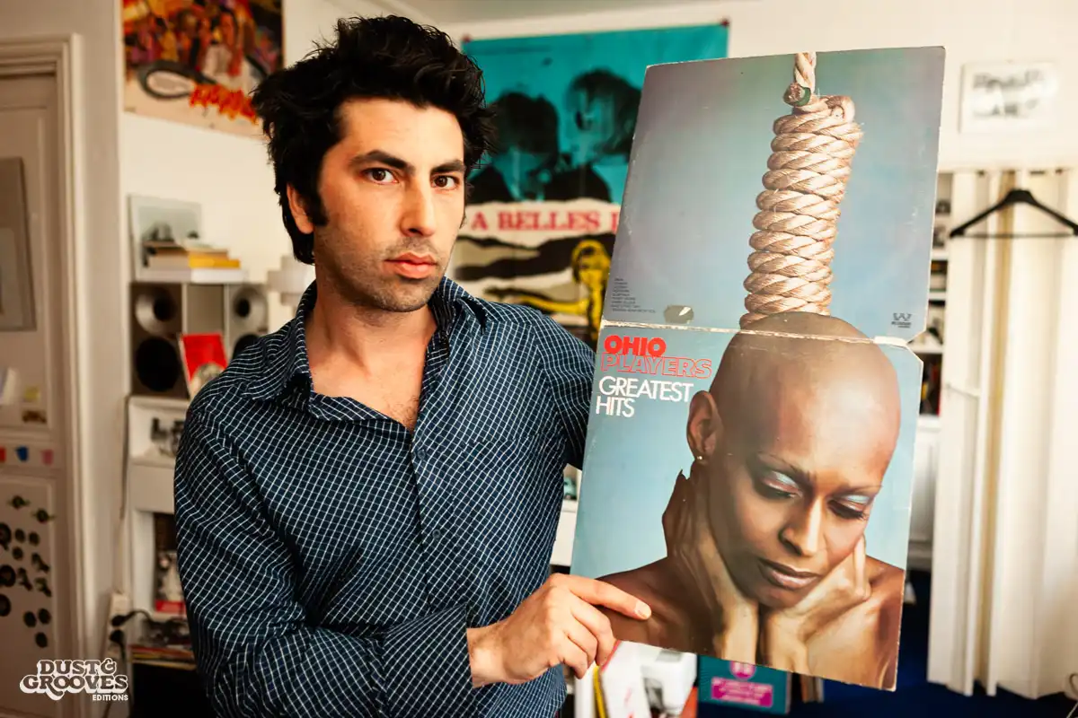 Victor Kiswell, a vinyl record collector, photographed at his home in Paris, France for Dust & Grooves. 