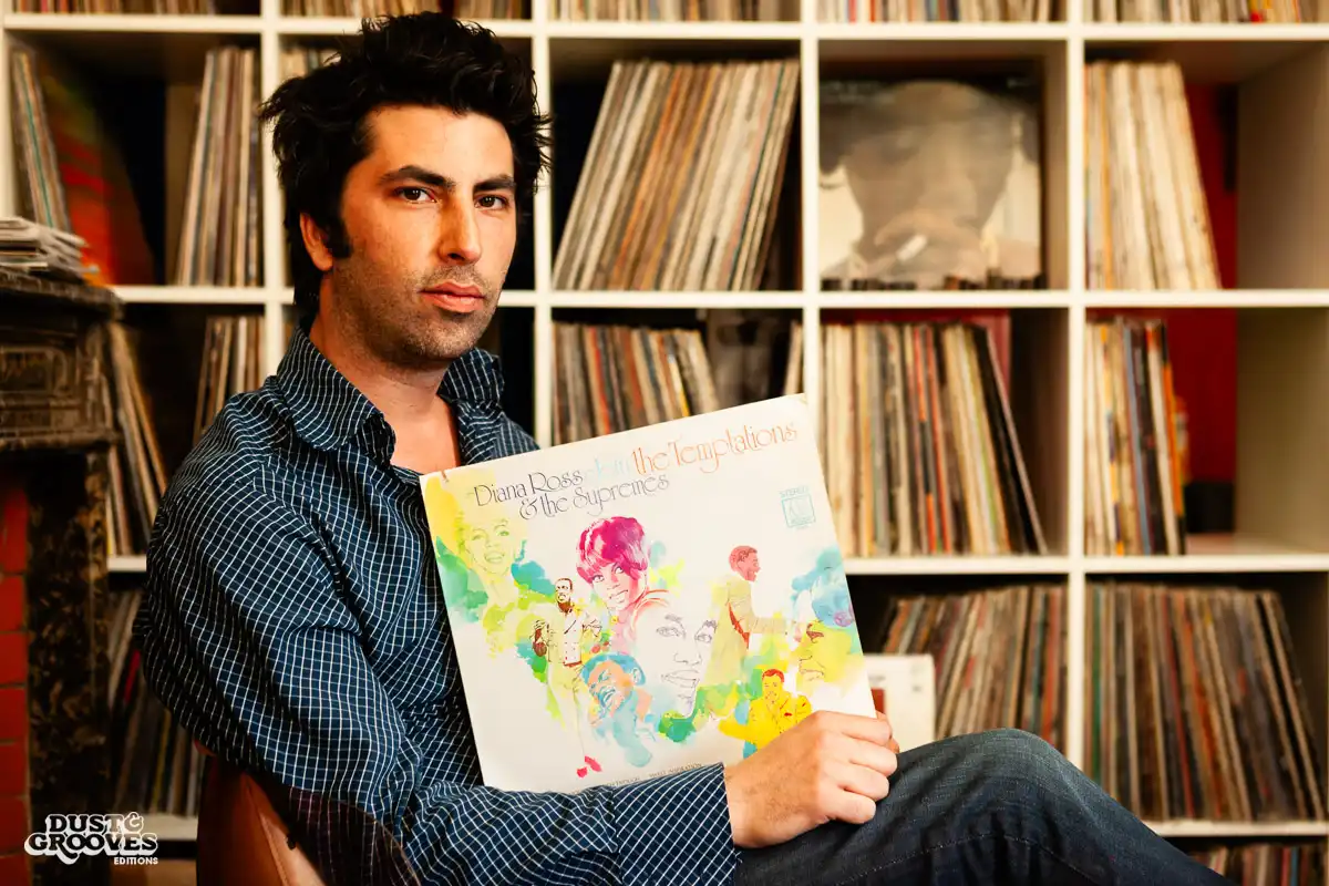 Victor Kiswell, a vinyl record collector, photographed at his home in Paris, France for Dust & Grooves. 