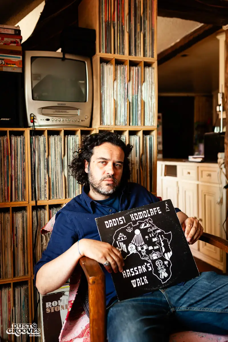 Manu Boubli, a vinyl record collector and co-founder of Superfly record shop, photographed at his home in Paris, France, for Dust & Grooves.