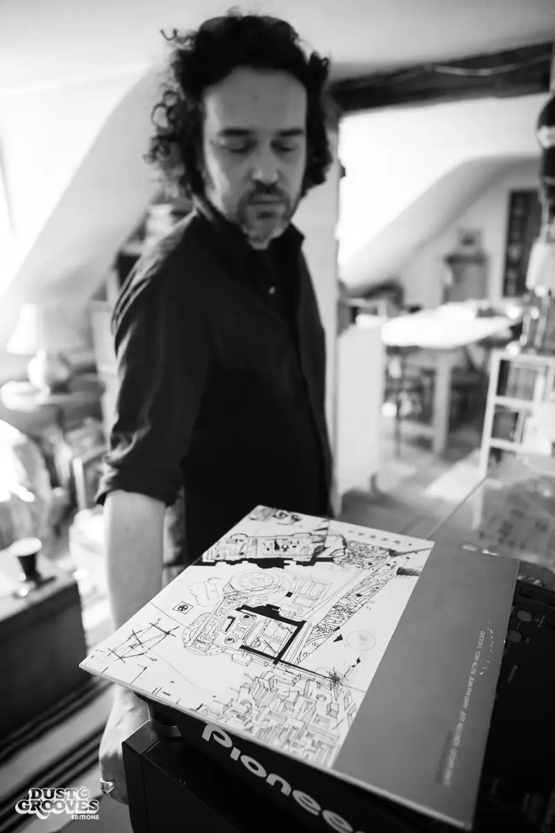 Manu Boubli, a vinyl record collector and co-founder of Superfly record shop, photographed at his home in Paris, France, for Dust & Grooves.