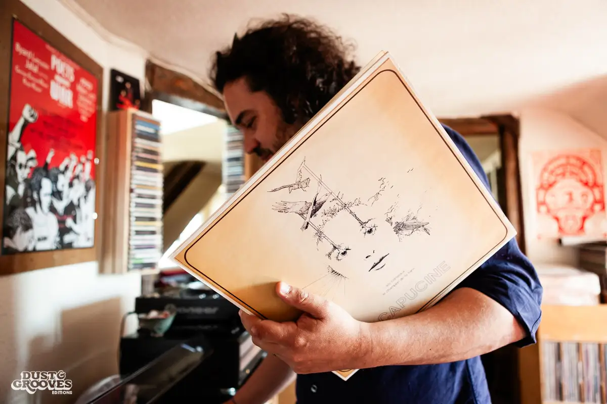 Manu Boubli, a vinyl record collector and co-founder of Superfly record shop, photographed at his home in Paris, France, for Dust & Grooves.