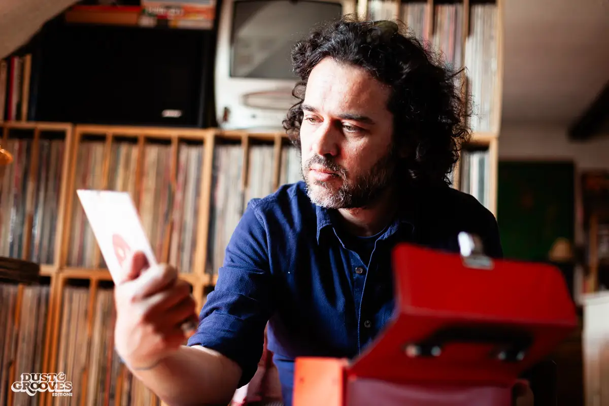Manu Boubli, a vinyl record collector and co-founder of Superfly record shop, photographed at his home in Paris, France, for Dust & Grooves.