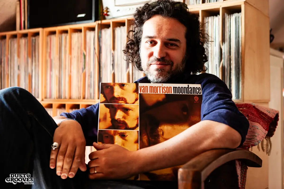 Manu Boubli, a vinyl record collector and co-founder of Superfly record shop, photographed at his home in Paris, France, for Dust & Grooves. 