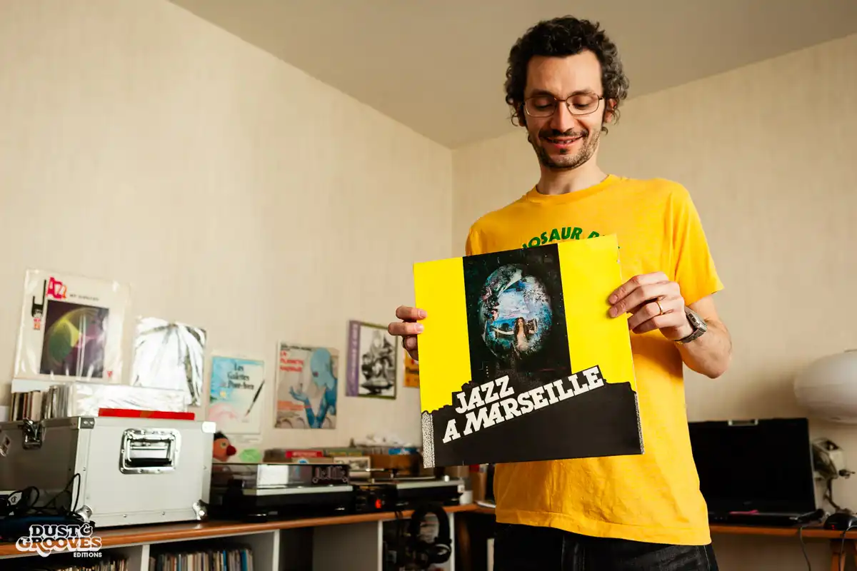 Thomas Pasquet, a vinyl record collector, photographed at his home in Paris, France for Dust & Grooves.