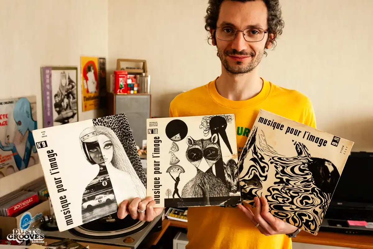 Thomas Pasquet, a vinyl record collector, photographed at his home in Paris, France for Dust & Grooves.