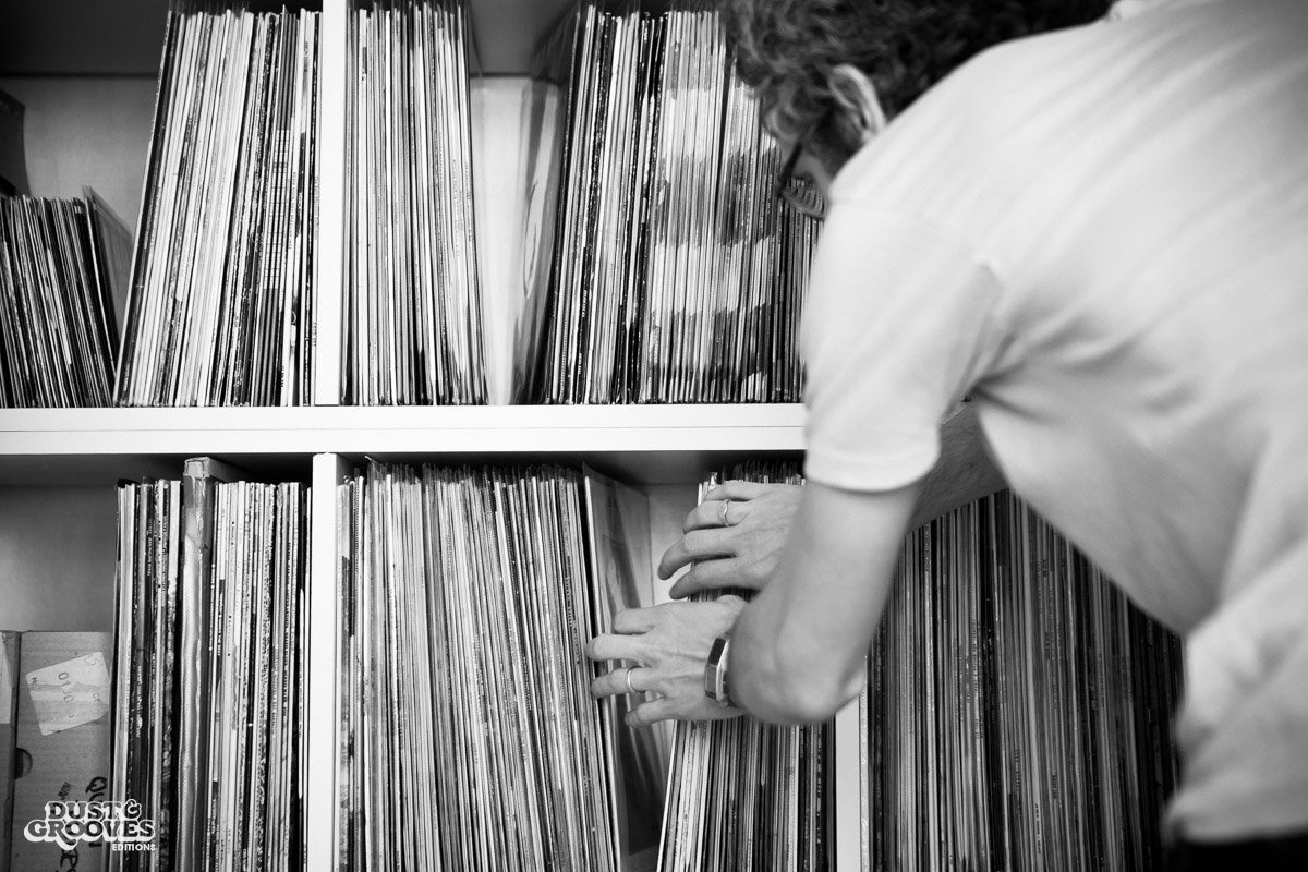 Thomas Pasquet, a vinyl record collector, photographed at his home in Paris, France for Dust & Grooves.