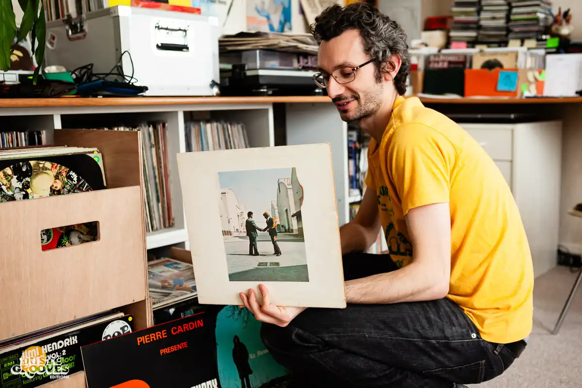 Thomas Pasquet, a vinyl record collector, photographed at his home in Paris, France for Dust & Grooves.