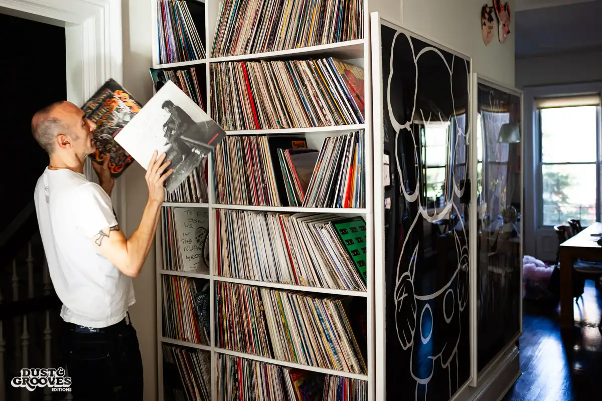 DB Burkeman, a vinyl record collector, photographed at his home in Brooklyn, NY for Dust & Grooves.