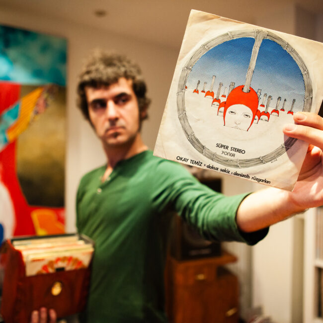 Emek Can Tulus, a vinyl record collector, photographed at his home in Istanbul, Turkey, for Dust & Grooves.