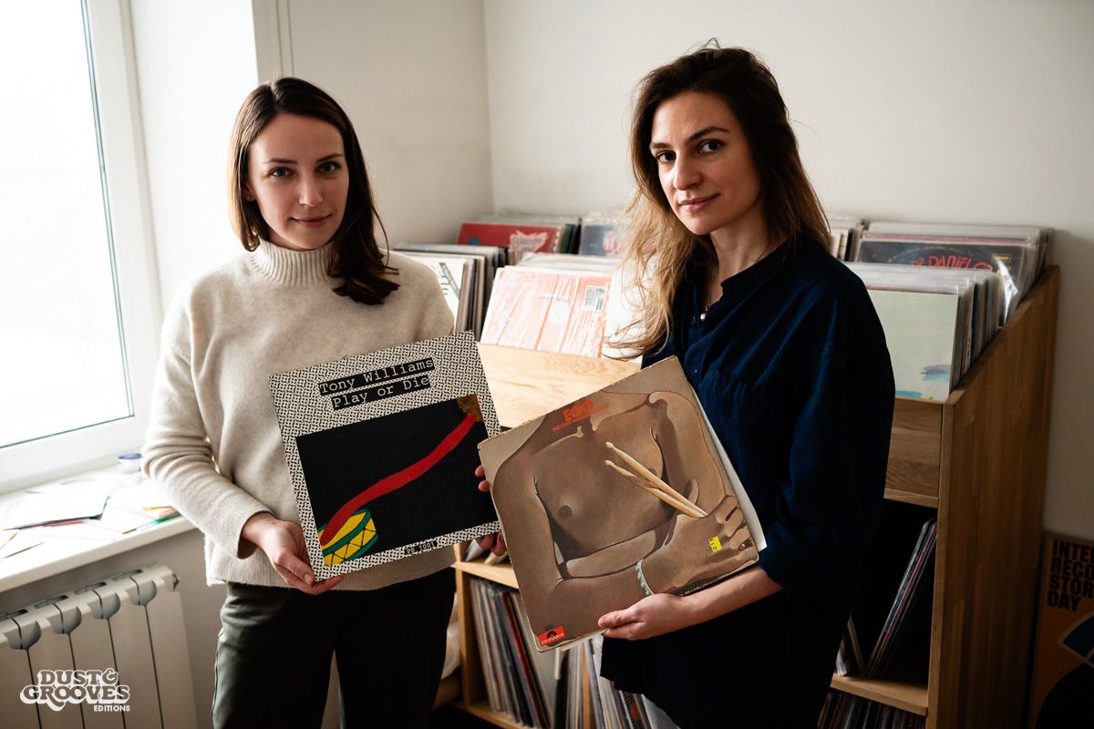 Anya Karmanova & Julia Rodionova, vinyl record collectors, photographed at Anya's home in Moscow, Russia for Dust & Grooves.