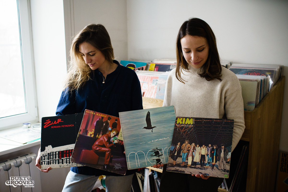 Anya Karmanova & Julia Rodionova, vinyl record collectors, photographed at Anya's home in Moscow, Russia for Dust & Grooves.
