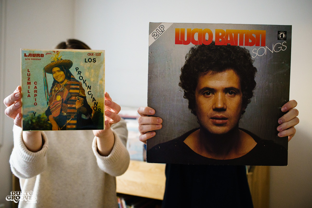Anya Karmanova & Julia Rodionova, vinyl record collectors, photographed at Anya's home in Moscow, Russia for Dust & Grooves.