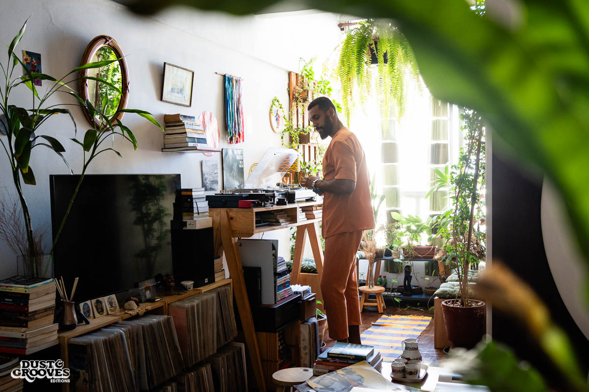 Gustavo Aquino, a vinyl record collectors and dealer, photographed at his home in Rio de Janeiro, Brazil for Dust & Grooves Volume 2 book.