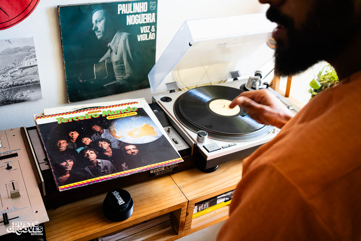 Gustavo Aquino, a vinyl record collectors and dealer, photographed at his home in Rio de Janeiro, Brazil for Dust & Grooves Volume 2 book.