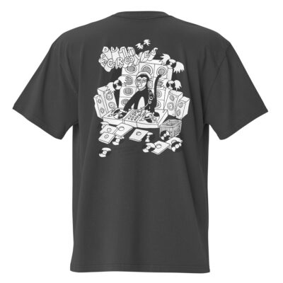 DJ Mono. Ashes57 x Dust & Grooves Collab. Oversized faded t-shirt