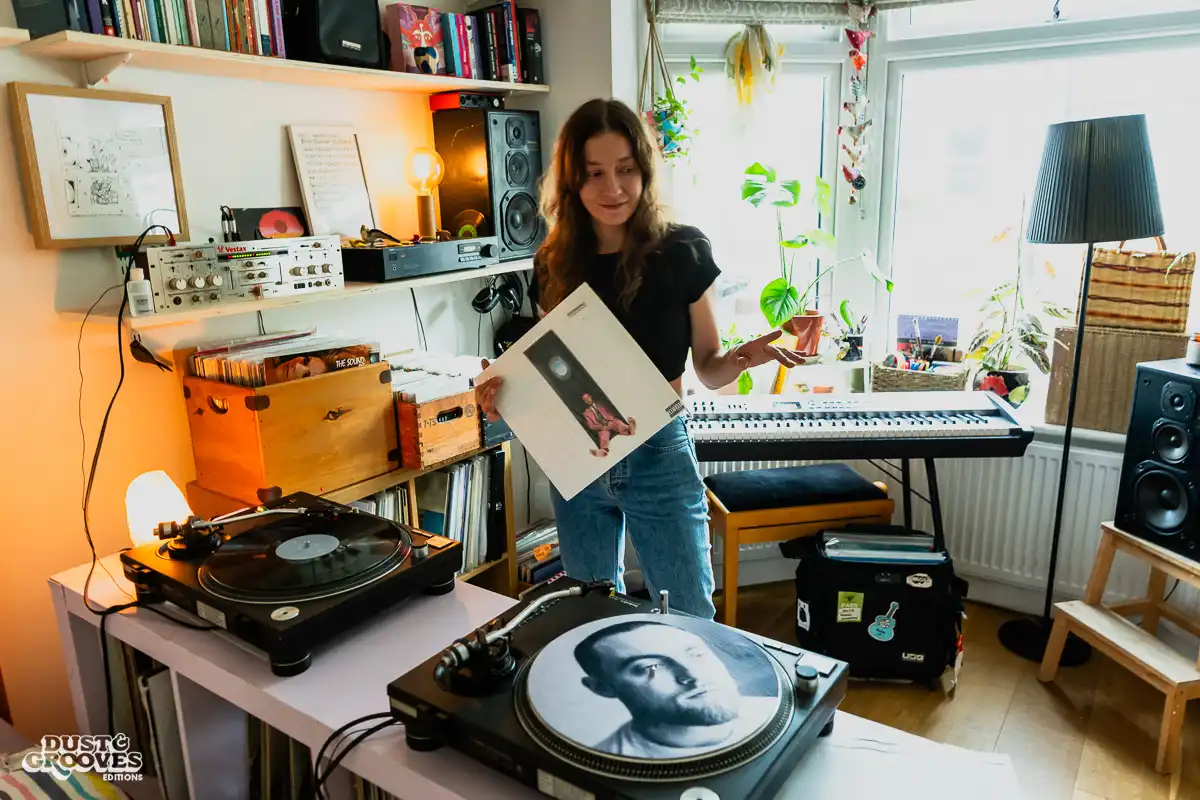 Mafalda Daniel, a vinyl record collector, music producer and artist, photographed at her record room in London for Dust & Grooves Volume 2 book.