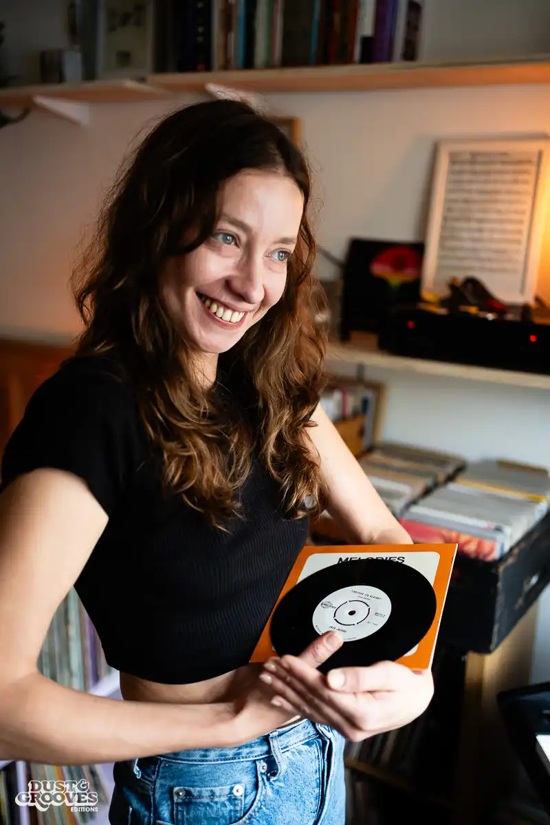 Mafalda Daniel, a vinyl record collector, music producer and artist, photographed at her record room in London for Dust & Grooves Volume 2 book.