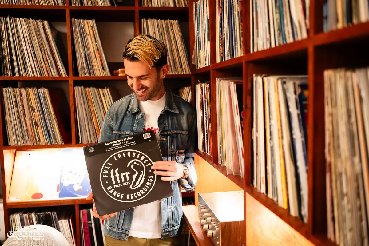 A-Trak, a vinyl record collector, DJ, record producer and turntablist, photographed at his home in Los Angeles, CA for Dust & Grooves Volume 2 book.