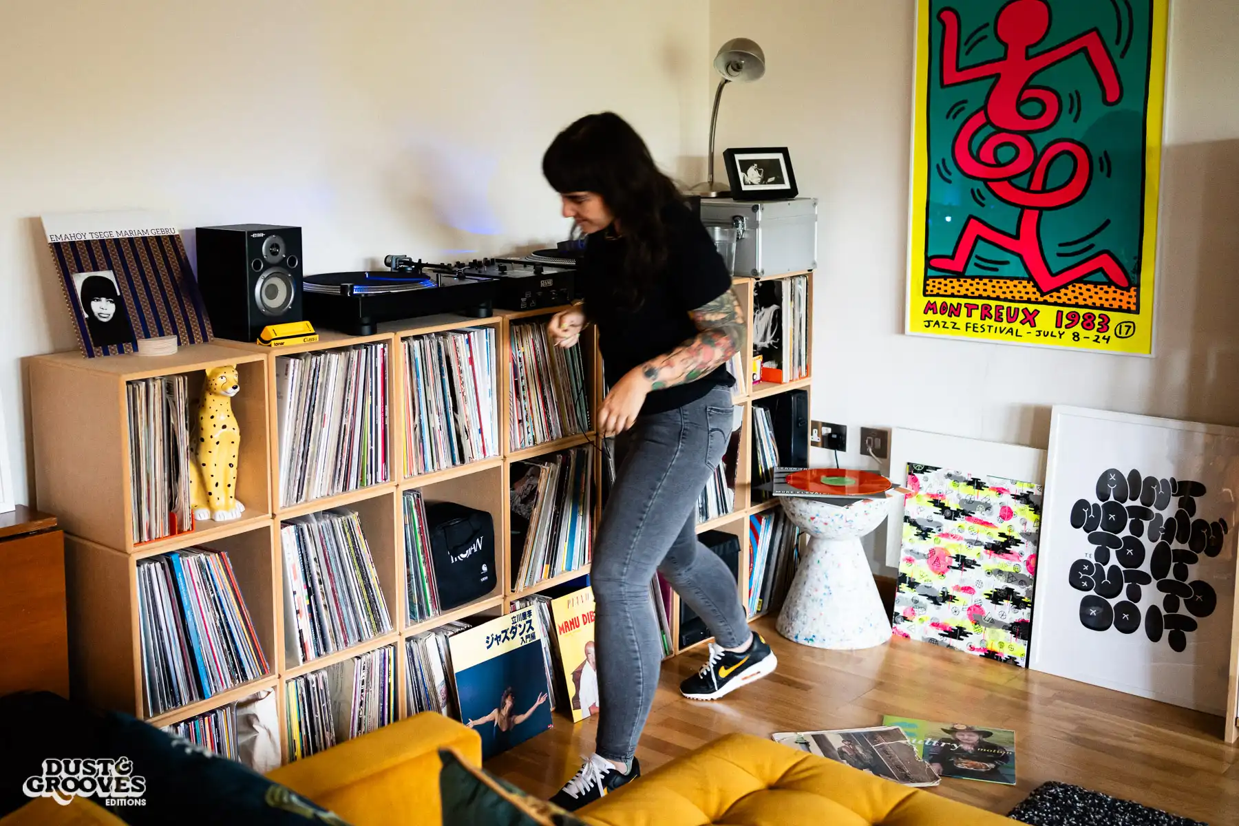 Deb Grant, a vinyl record collector, DJ and BBC 6 Music host, photographed at her home in London, UK for Dust & Grooves Volume 2 book.
