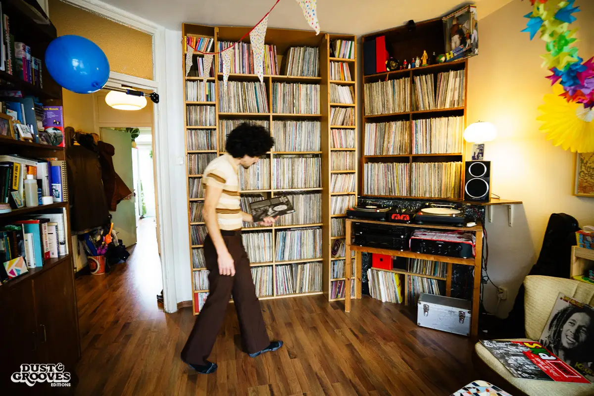 Alex Figueira, a vinyl record collector, DJ and musician, photographed at his home in Amsterdam, for Dust & Grooves Volume 2 book.