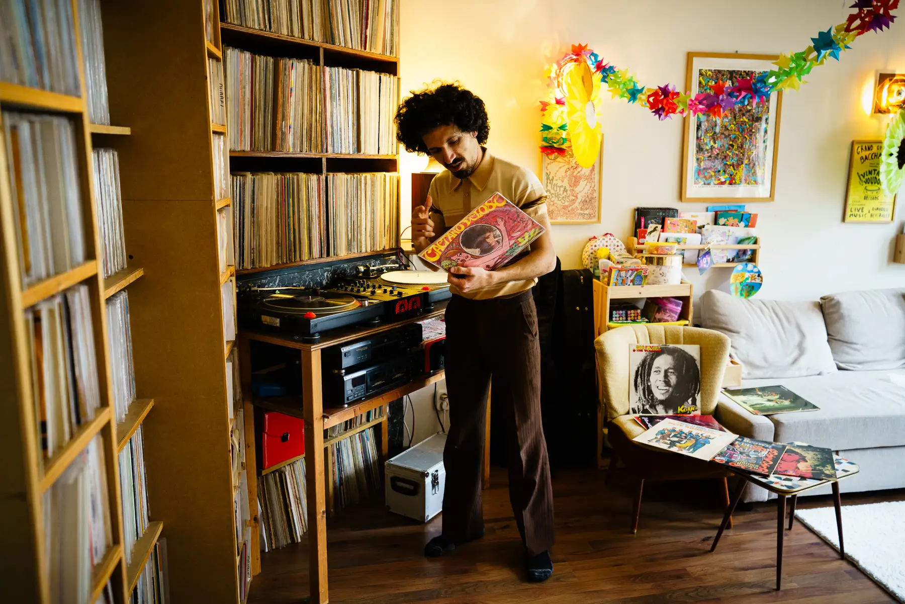 Alex Figueira, a vinyl record collector, DJ and musician, photographed at his home in Amsterdam, for Dust & Grooves Volume 2 book.
