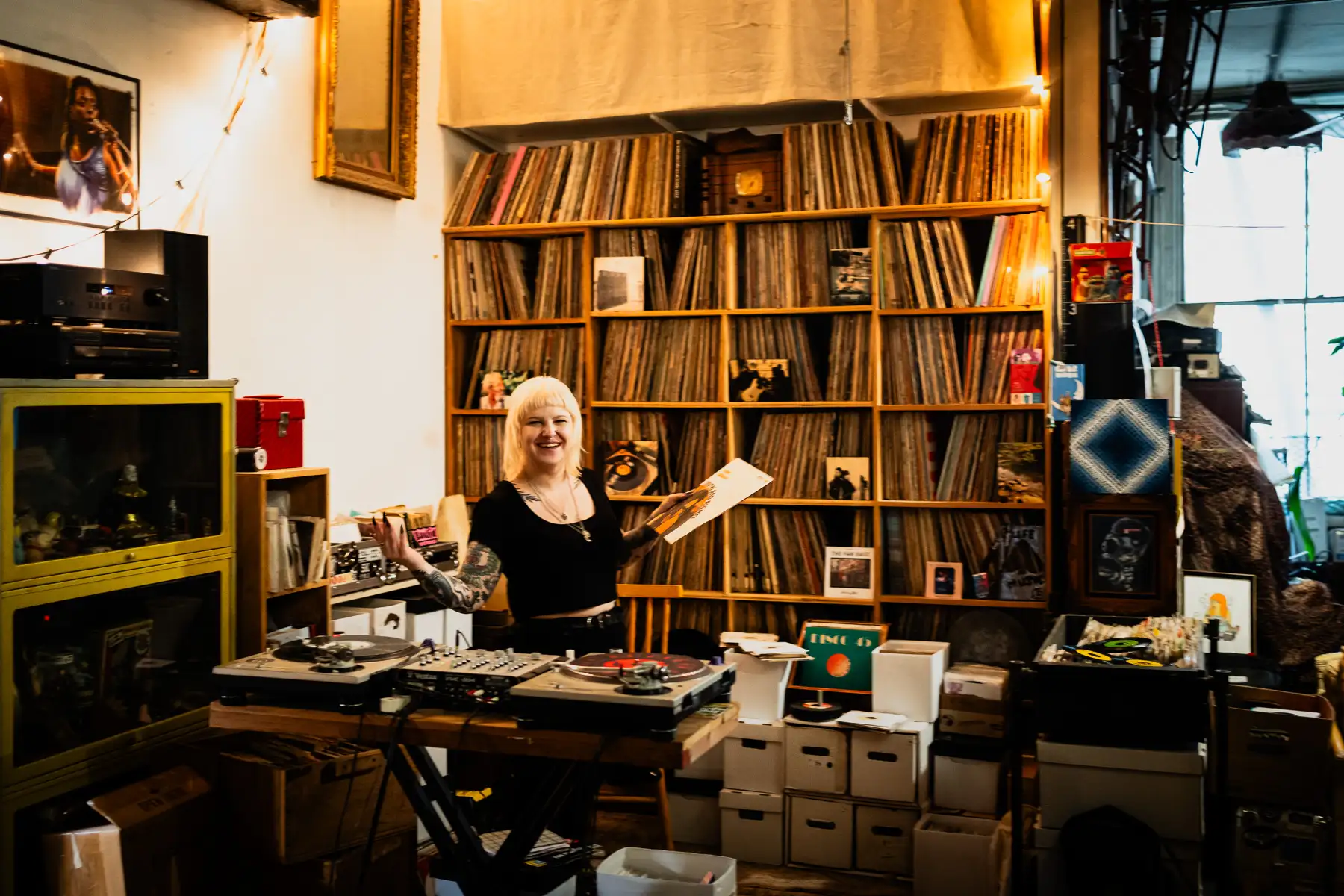 Grace of Spades, a vinyl record collector, DJ and radio host, photographed at her home in New York City, for Dust & Grooves Volume 2 book.