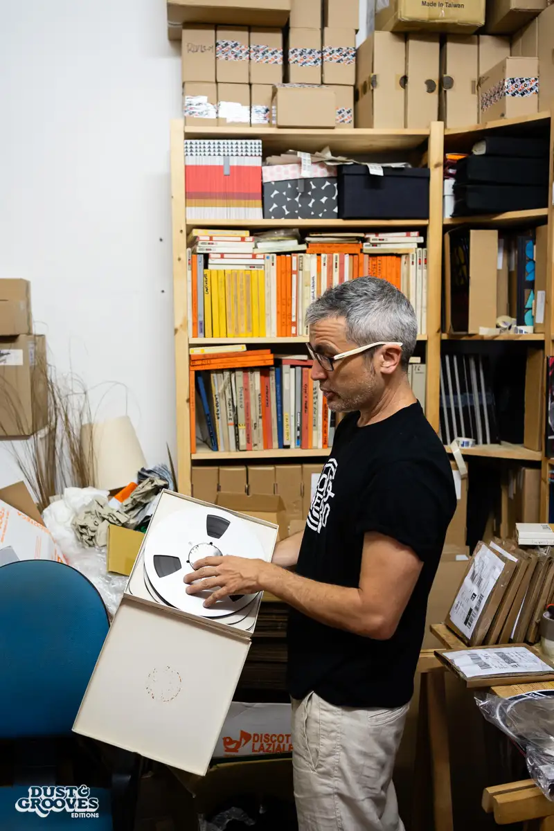 Pierpaolo De Sanctis, a vinyl record collector, DJ and founder of Four Flies Records, photographed at his Rome apartment for Dust & Grooves Volume 2 book.