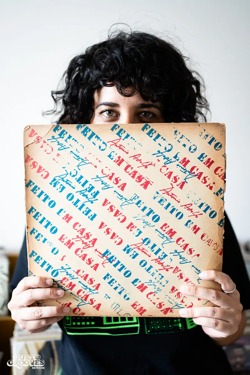 Rafa Jazz, record collector, DJ, and music producer, photographed at her house with her vinyl record collection in São Paulo, Brazil for Dust & Grooves Volume 2 book.