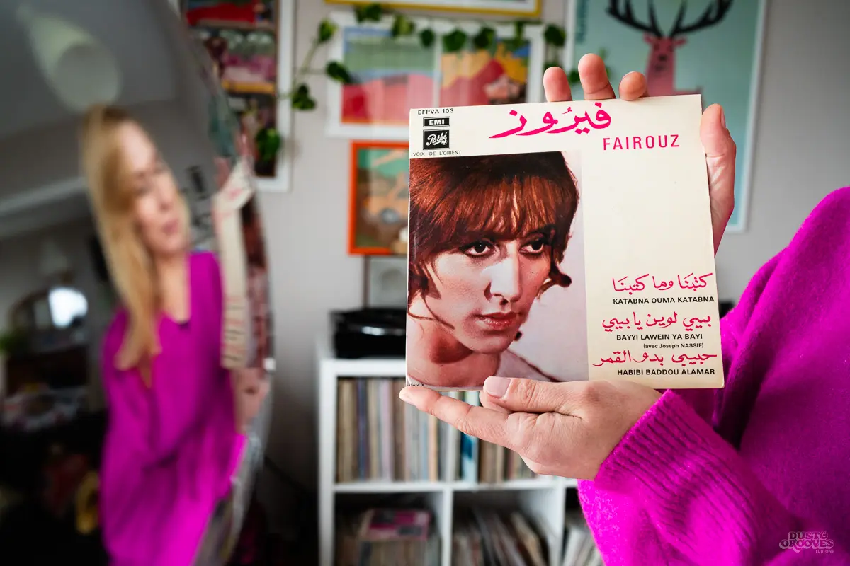 Kornelia Binicewicz, a vinyl record collector, DJ, and founder of Ladies On Records, photographed at her house in Istanbul with her vinyl record collection for Dust & Grooves Volume 2 book.