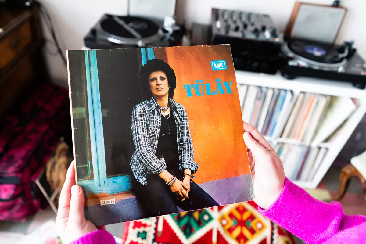 Kornelia Binicewicz, a vinyl record collector, DJ, and founder of Ladies On Records, photographed at her house in Istanbul with her vinyl record collection for Dust & Grooves Volume 2 book.
