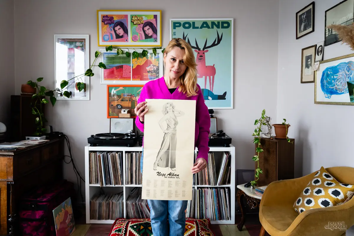 Kornelia Binicewicz, a vinyl record collector, DJ, and founder of Ladies On Records, photographed at her house in Istanbul with her vinyl record collection for Dust & Grooves Volume 2 book.