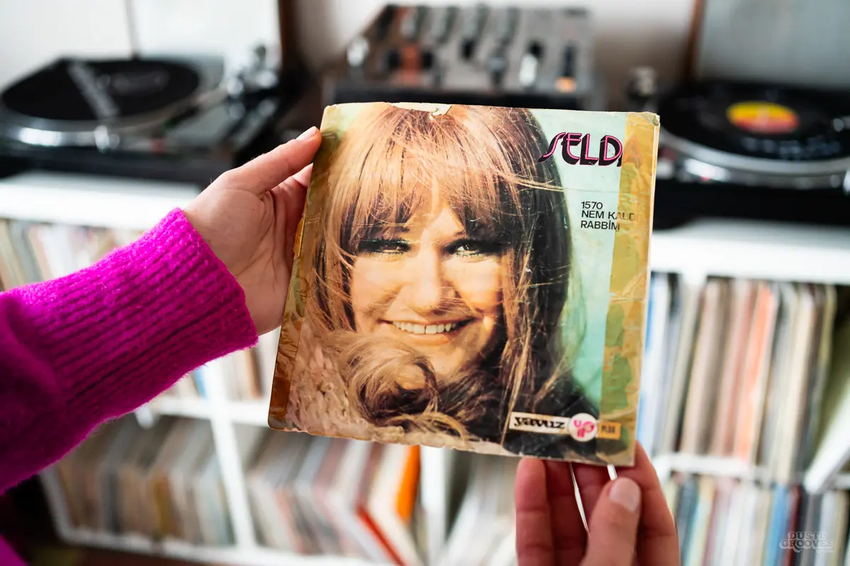 Kornelia Binicewicz, a vinyl record collector, DJ, and founder of Ladies On Records, photographed at her house in Istanbul with her vinyl record collection for Dust & Grooves Volume 2 book.
