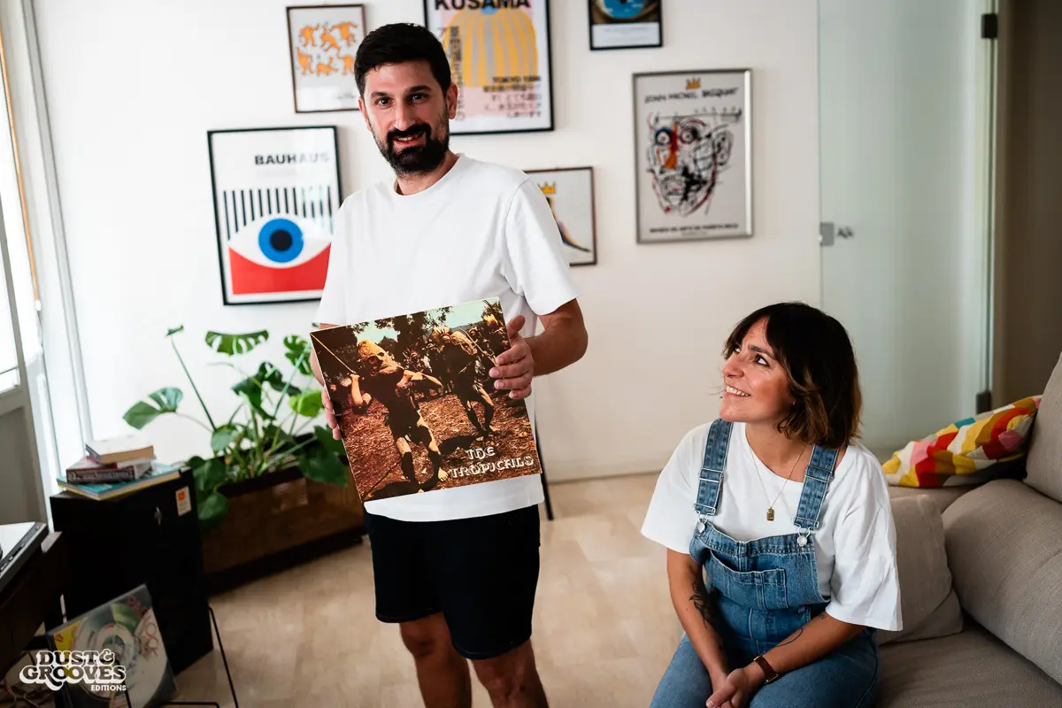 Giovanna Fiorentino & Valerio Iuliano, also known as the DJ duo Raregems, photographed at their house in Parma, Italy with their vinyl record collection for Dust & Grooves Volume 2 book. 