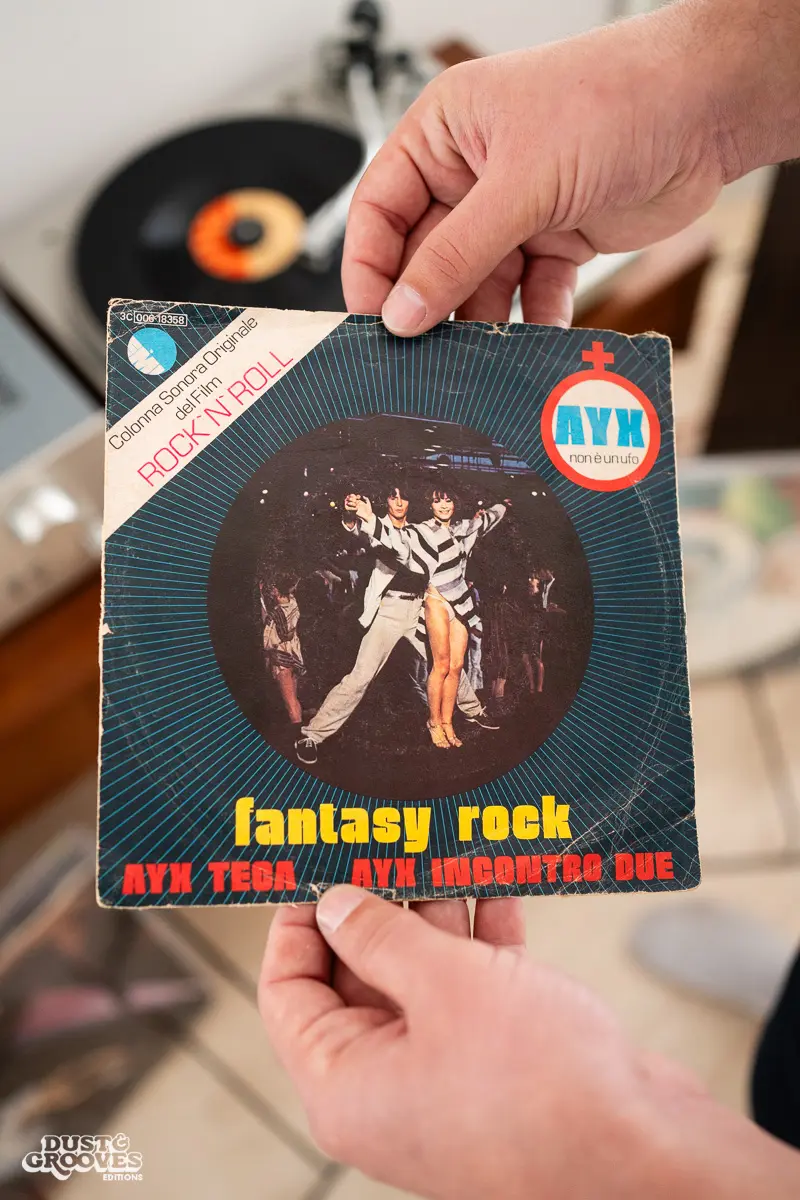 Giovanna Fiorentino & Valerio Iuliano, also known as the DJ duo Raregems, photographed at their house in Parma, Italy with their vinyl record collection for Dust & Grooves Volume 2 book. 
