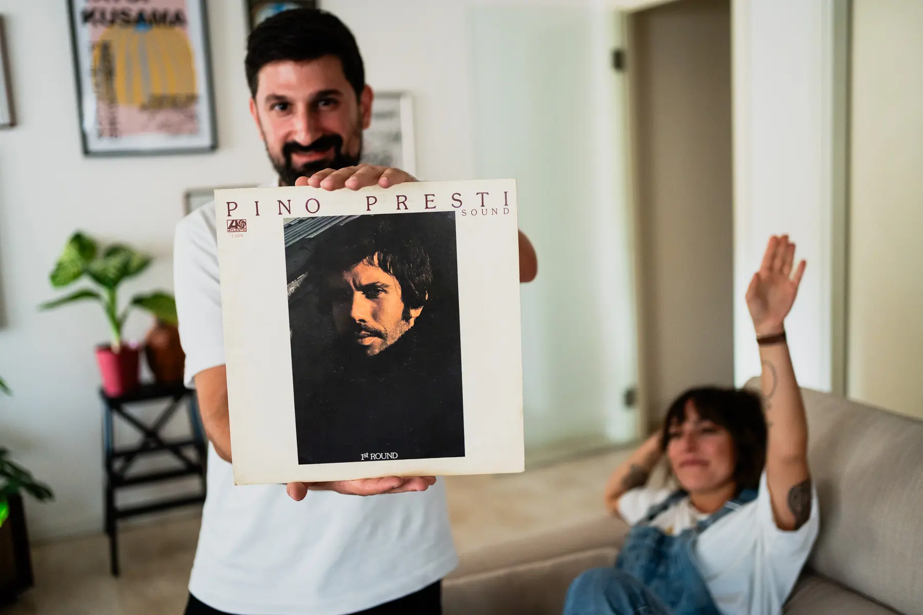 Giovanna Fiorentino & Valerio Iuliano, also known as the DJ duo Raregems, photographed at their house in Parma, Italy with their vinyl record collection for Dust & Grooves Volume 2 book.